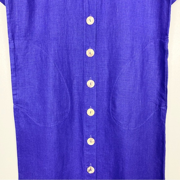 Vintage 100% Linen Maxi Dress Women’s Size S Button Front Straight Shift Column - Picture 3 of 9